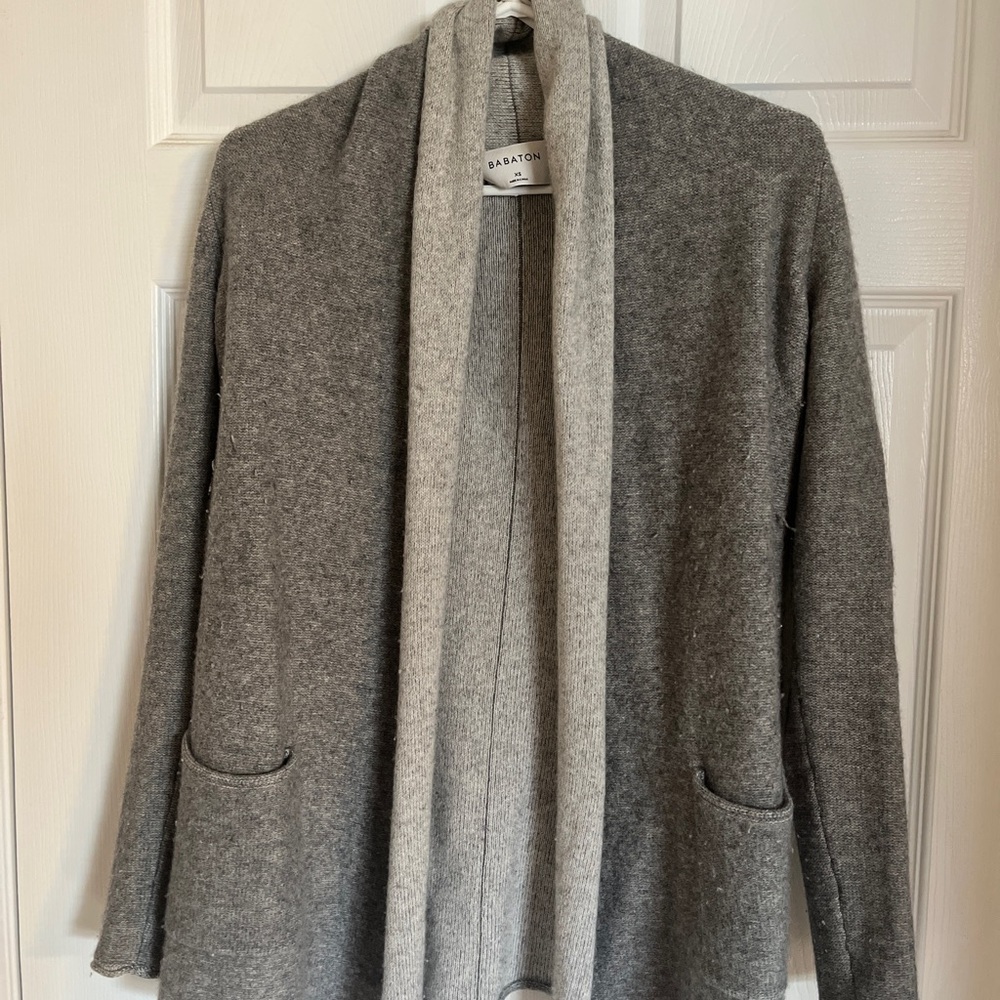 Babaton Gray Knit Cardigan Sweater